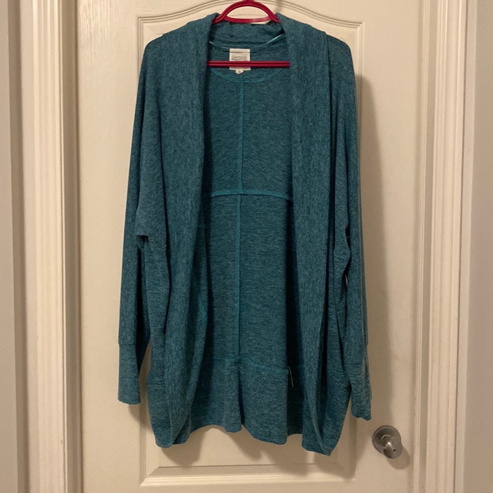 Green polyester mid length cardigan
